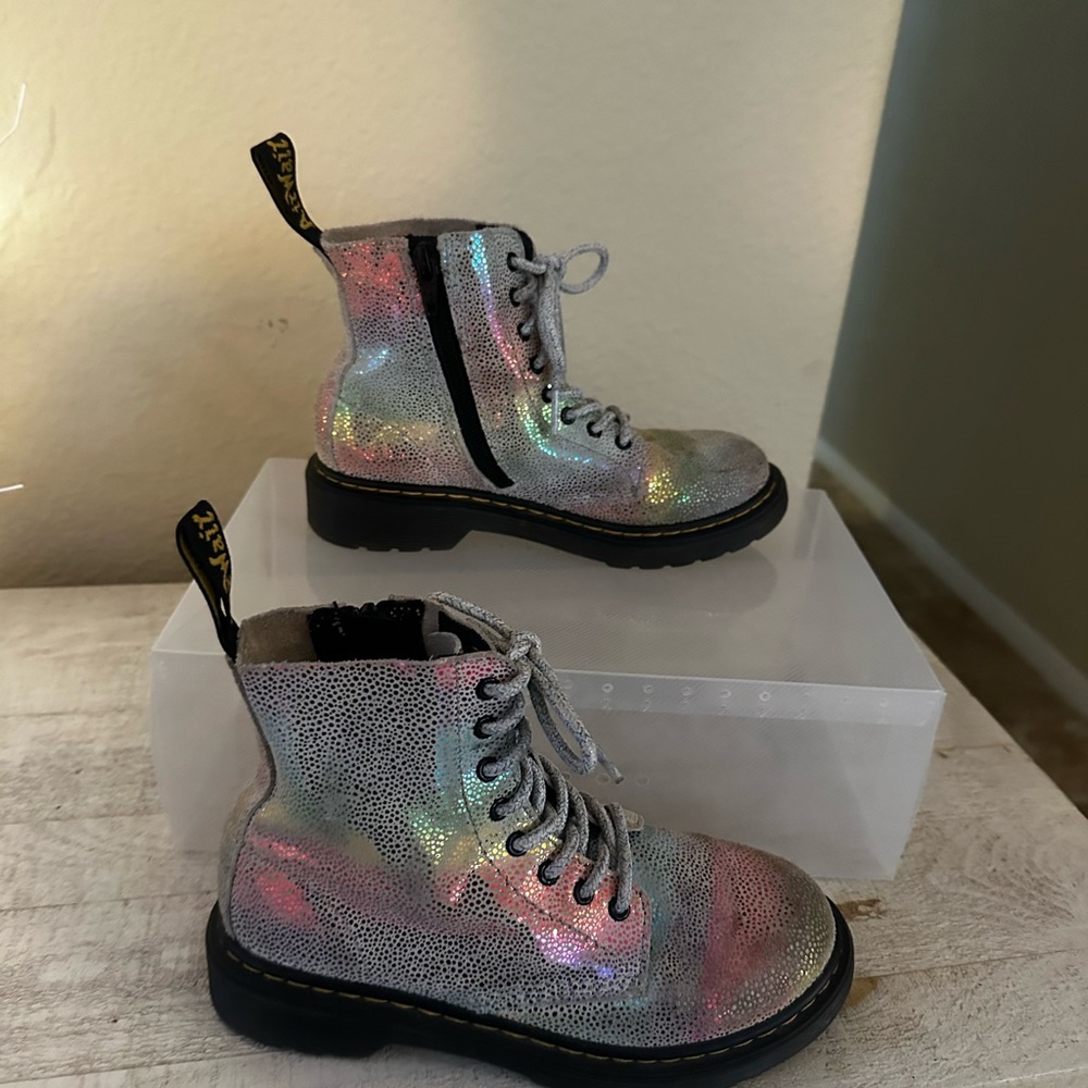 Dr Marten 1460 Pascal Glitter Lace-Up side Zip Boots Girls